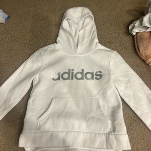 kids white adidas hoodie